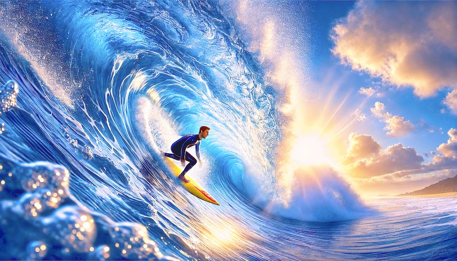 Surfer im Wellentunnel